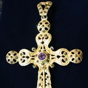 COPY - 10k gold & amethyst Filigree cross.